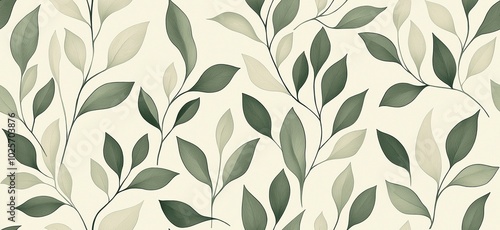 Seamless leaf pattern. Elegant grey green leaf background. Luxurious botanical texture