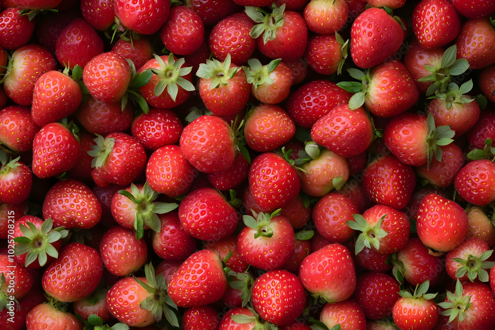 A Close-up of Ripe, Freshly Picked Strawberries Creates a Vibrant and Delicious Background Image. A Close-up of Ripe, Freshly Picked Strawberries Creates a Vibrant and Delicious Background Image.