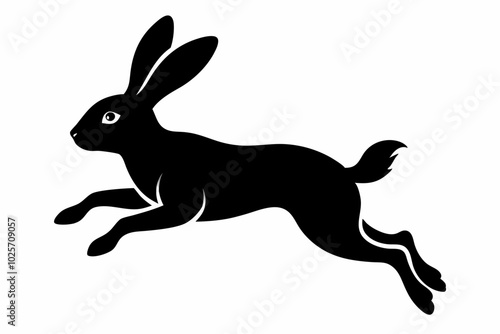 Jumping Bunny Silhouette, Running Rabbit Silhouette Vector