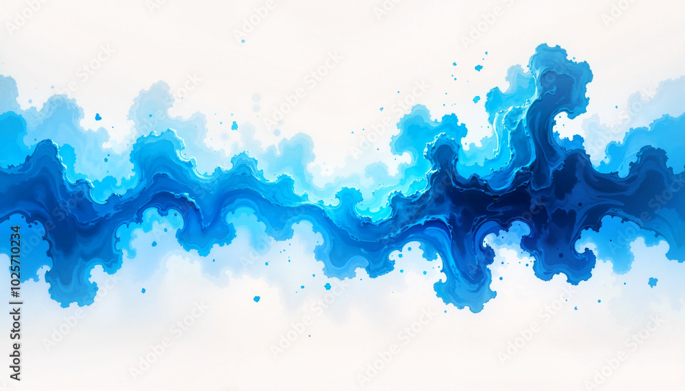 Fluid blue waves in an abstract form against a white background. Fluid blue waves in an abstract form against a white background.