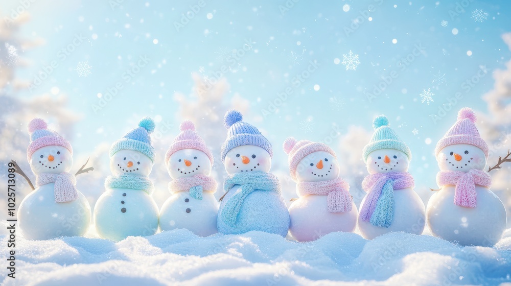 The Charming Snowmen in Winter