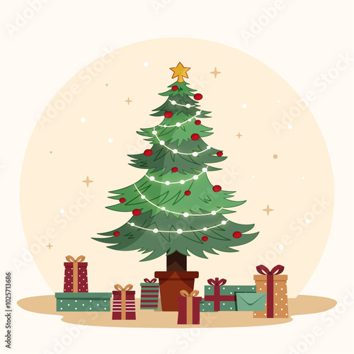 Festive Christmas Tree with Gifts