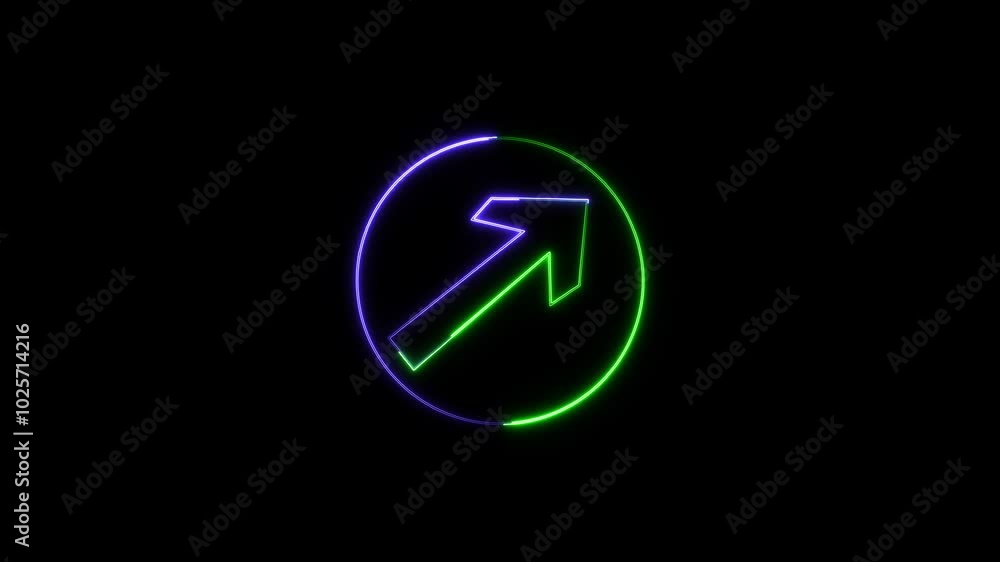 Neon arrow icon animation background. Neon arrow icon animation background.