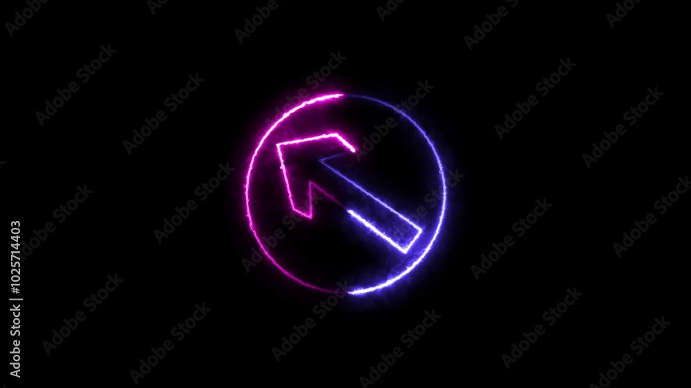 Neon arrow icon animation background. Neon arrow icon animation background.