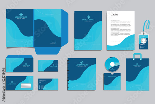 collection of professional stationery template for business presentation vector