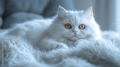 White Turkish angora kittens on the blue background