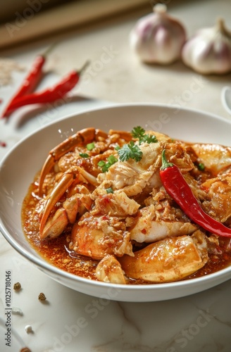 A bowl of hot and sour crab with chicken, 