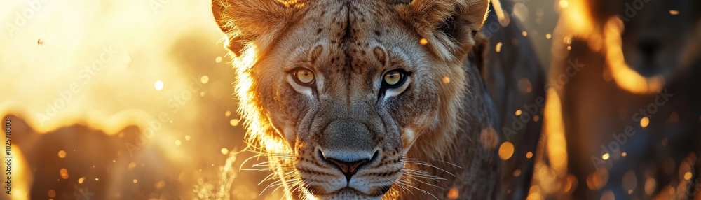 Fototapeta premium Wildlife safari with vibrant animals, dynamic movement.