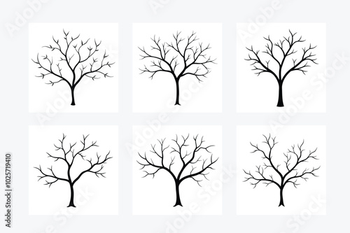 Tree Vector Art Illustration Design Image Set – Nature, Forest, and Environmental Themed Vector Art photo