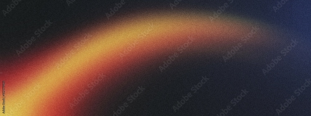 A curved arc of light with a gradient blending from deep red to golden yellow, noise texture effect