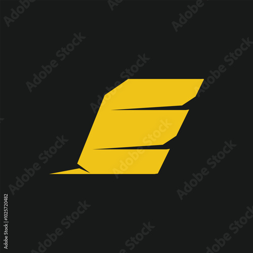 Negative Space logo letter E with forklifts