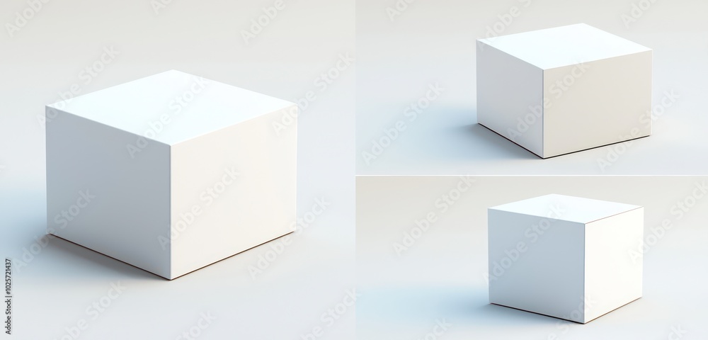 Beveled edge on a white box in 3D, providing a modern look, displayed from multiple angles. Beveled edge on a white box in 3D, providing a modern look, displayed from multiple angles.
