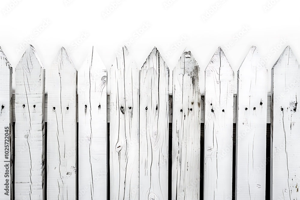 White wooden fence on white background White wooden fence on white background