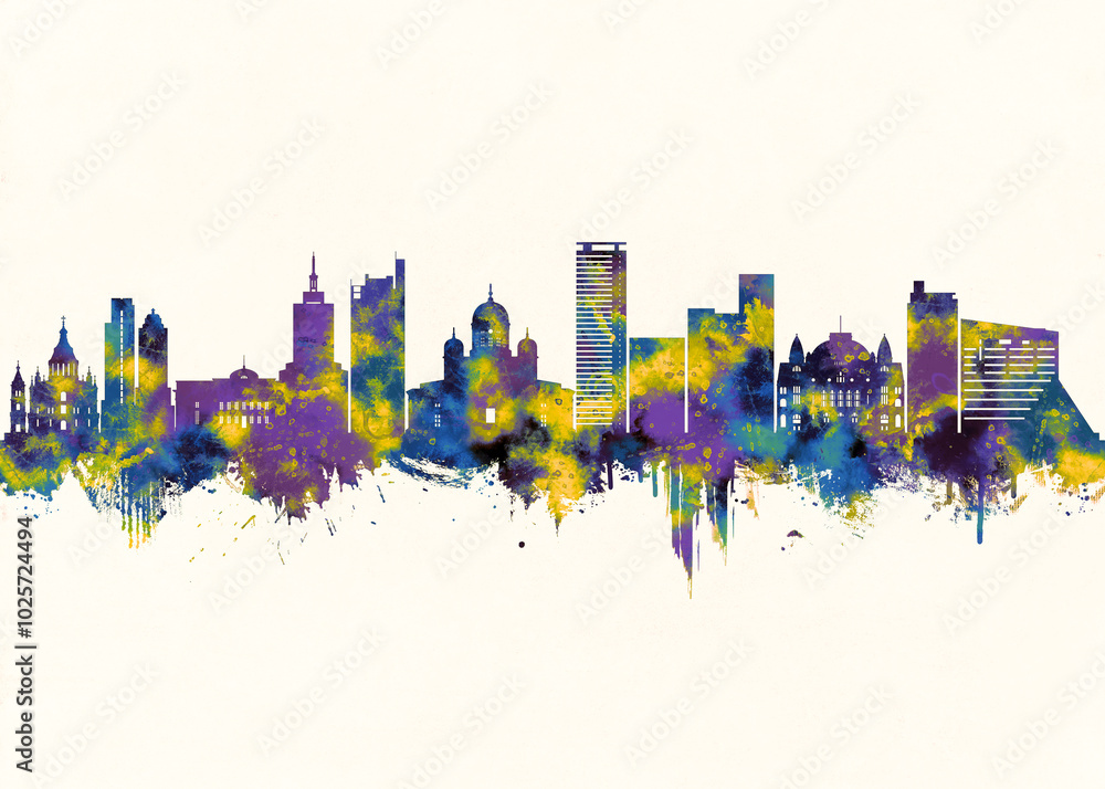Fototapeta premium Helsinki City Skyline. Cityscape Skyscraper Buildings Landscape City Downtown Abstract Landmarks Travel Background Modern Art Architecture Business Building Corporate