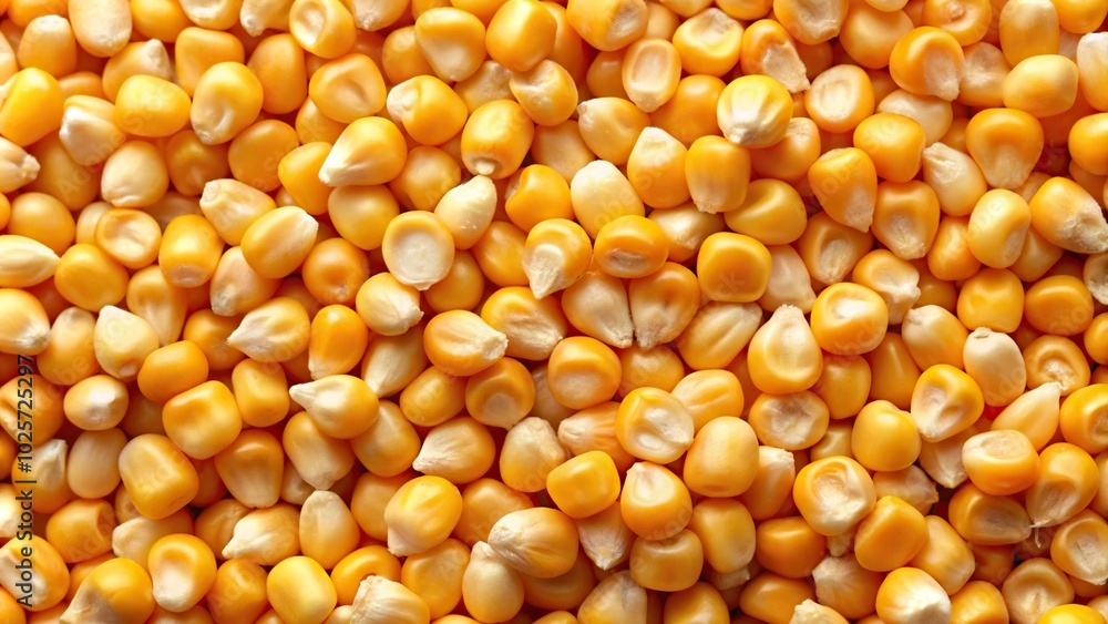 Closeup of corn kernels showcasing texture, high angle view Closeup of corn kernels showcasing texture, high angle view
