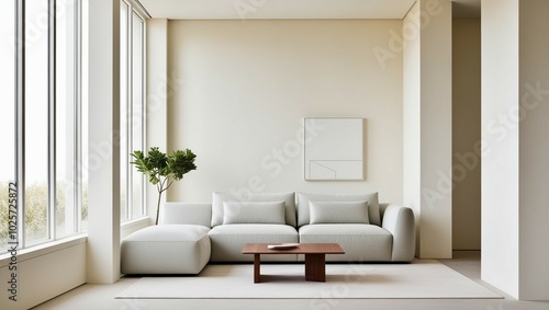 Modern Minimalist Living Room Interior Design – Sleek Furniture, Clean Lines, and Scandinavian Aesthetic for Home Decor and Architecture Projects