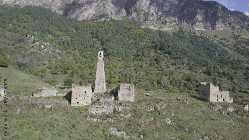 video shooting from the height of ancient tower complexes in Ingushetia, Russia, September 2024 video shooting from the height of ancient tower complexes in Ingushetia, Russia, September 2024