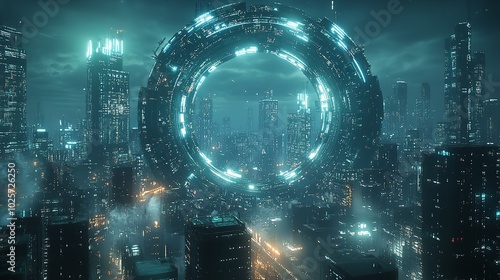 Futuristic High Tech Interface with Holographic Icons and Interactive Elements Sleek Cyber Background Concept