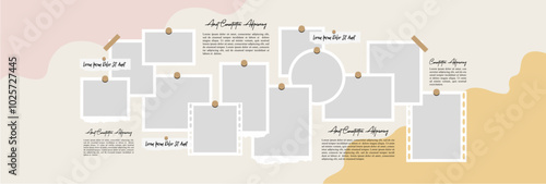 Pictures or photos frame collage layout abstract photo frames and digital photo wall template