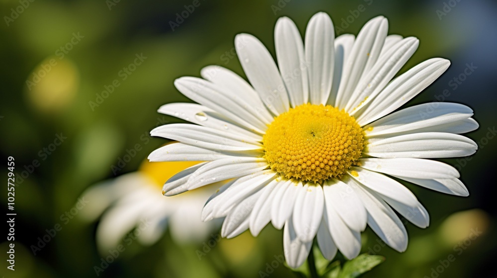 Fototapeta premium Macro Shot of Chamomile Flowers in Bright Morning Light on a Sunny Day, Close-Up Photography