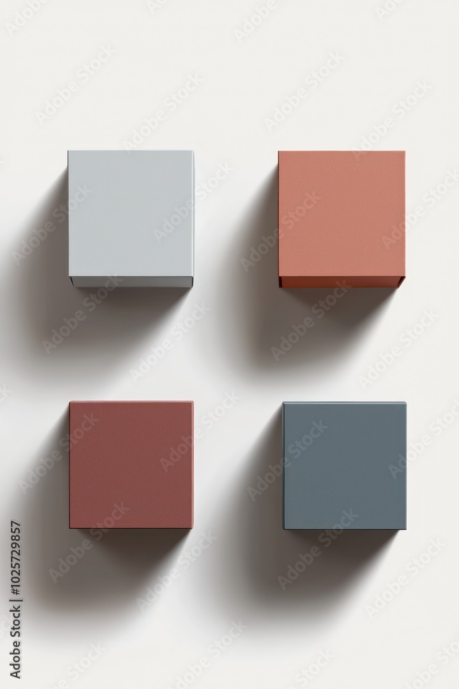 White background featuring three square paper box mockups, shown in clear vector illustration.