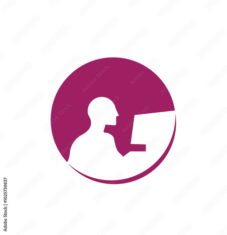 Abstract human silhouette inside a circle logo vector symbol design illustration Abstract human silhouette inside a circle logo vector symbol design illustration