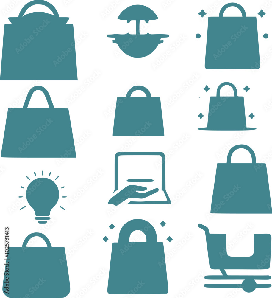 Blue shopping bag icon set free royal stock image generated Ai Blue shopping bag icon set free royal stock image generated Ai