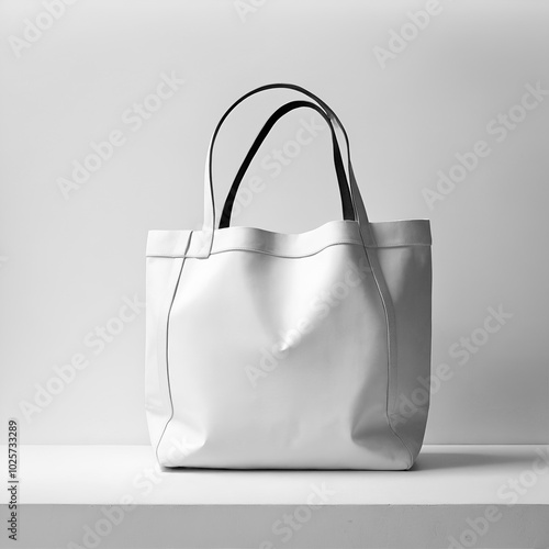 White shopping bag blank mockup with Grey background