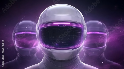 Wallpaper Mural Futuristic Astronauts in Space Suits with Holographic Displays Torontodigital.ca