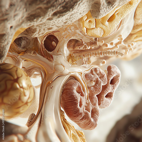 A detailed view of the hypothalamus and its connection to the pituitary gland. photo