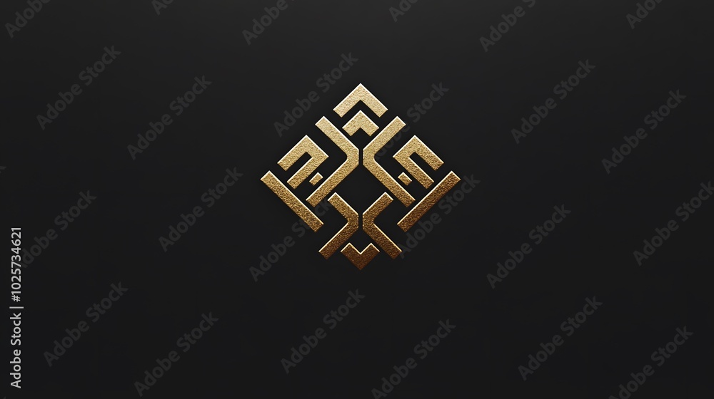 Abstract Golden Geometric Design on Black Background Abstract Golden Geometric Design on Black Background