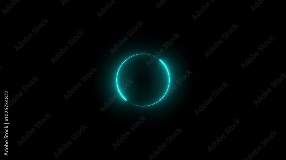 Abstract glowing neon circle animation. Neon circle loading animation, updating. and uploading icon, on the black background . Abstract glowing neon circle animation. Neon circle loading animation, updating. and uploading icon, on the black background .