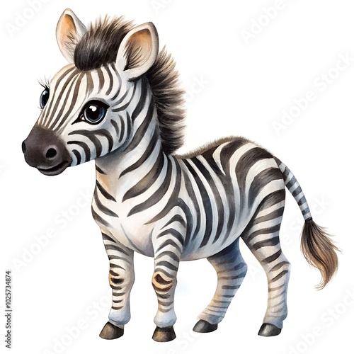 Baby zebra cartoon illustration isolated on white background