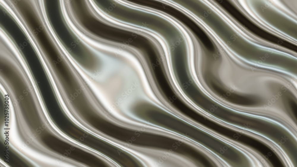 Fototapeta premium Chrome metal background, shiny and lustrous metal pattern texture, silky liquid chrome waves.