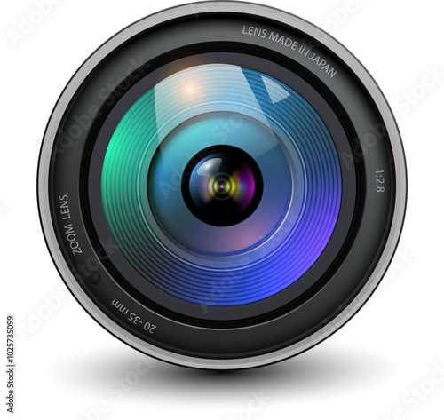 Camera photo lens, 3d icon.
