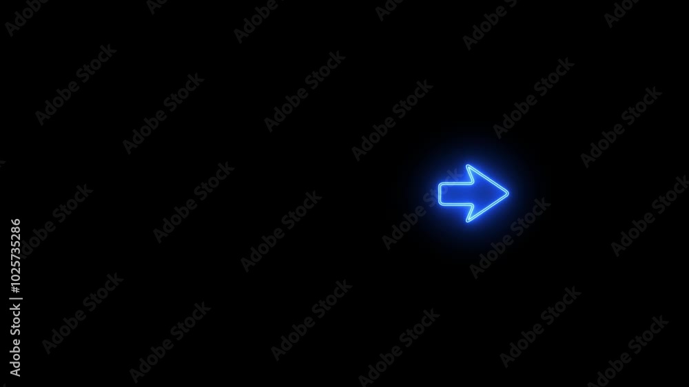 Abstract dynamic neon arrow icon animation. Neon arrow sign on black background. Abstract dynamic neon arrow icon animation. Neon arrow sign on black background.