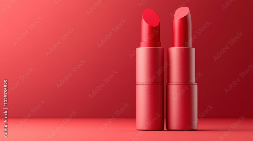 Elegant red lipsticks on vibrant background Elegant red lipsticks on vibrant background