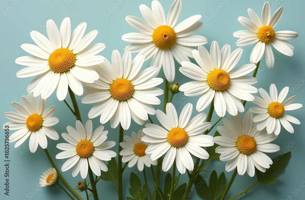 Fototapeta premium Chamomile daisy flowers. Floral composition
