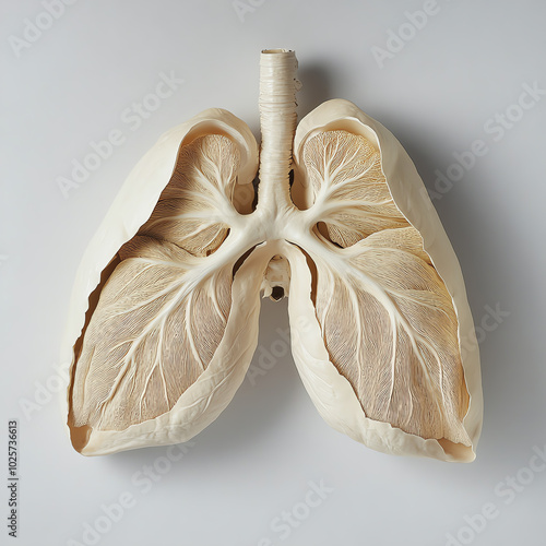 A top view of the pleura, the membrane surrounding the lungs, and how it protects them. photo