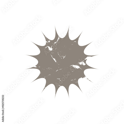 Grunge starburst, shabby sunburst vector price tag, shape label. Empty, beige price flash for promotion, marketing, sales concept