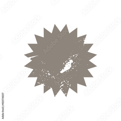 Grunge starburst, shabby sunburst vector price tag, shape label. Empty, beige price flash for promotion, marketing, sales concept