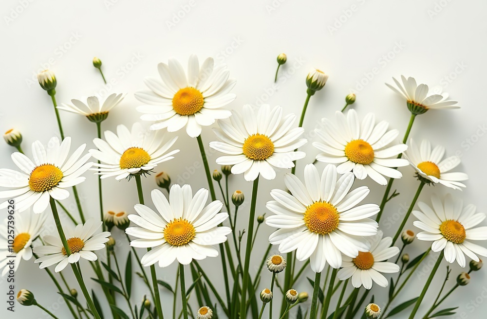 Fototapeta premium Chamomile daisy flowers. Floral composition