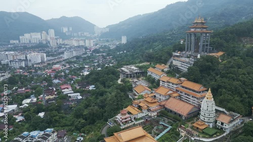 Aerial view of kek lok si temple in George Town hill in Penang island Malaysia  photo