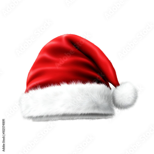 A red Santa hat with a white pompom Christmas holida isolated transparent background