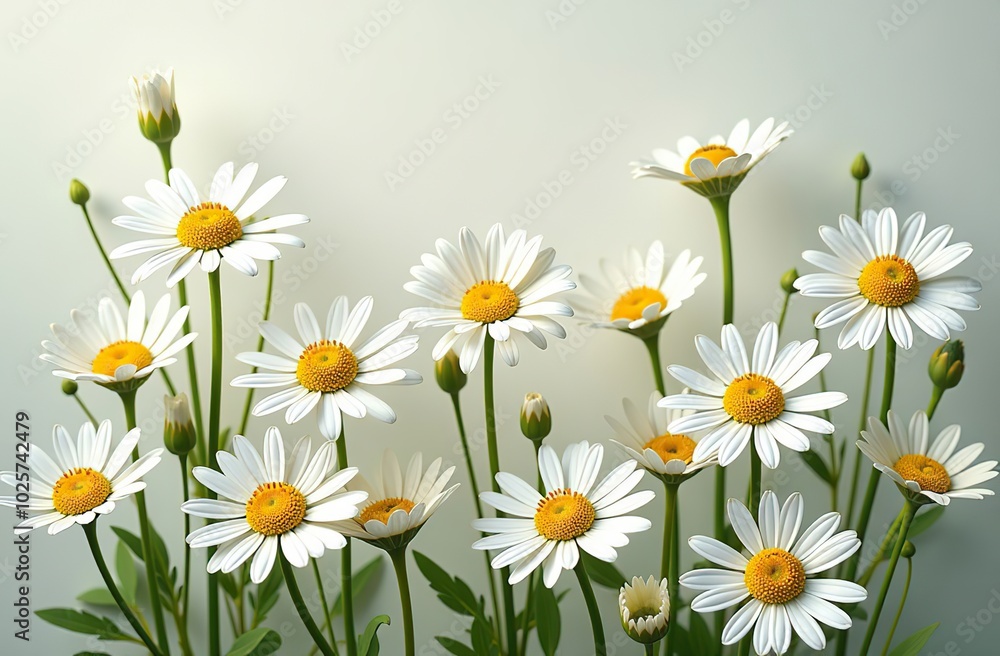 Fototapeta premium Chamomile daisy flowers. Floral composition