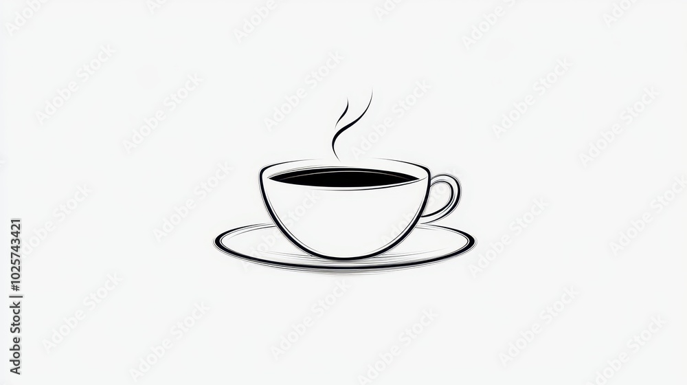 Minimalistic illustration of a steaming hot cup of coffee on a white background, perfect for cafe or coffee-related designs and projects. Minimalistic illustration of a steaming hot cup of coffee on a white background, perfect for cafe or coffee-related designs and projects.