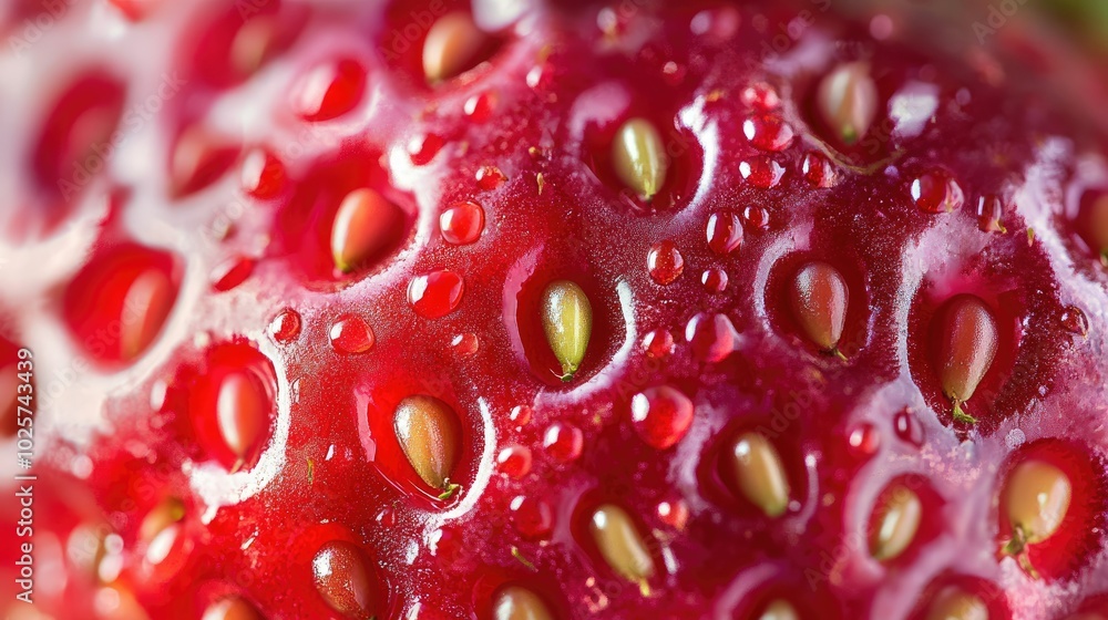 Macro shot of a strawberry with detailed texture, showing the seeds and bright red surface. Isolated on a clean white background. Macro shot of a strawberry with detailed texture, showing the seeds and bright red surface. Isolated on a clean white background.