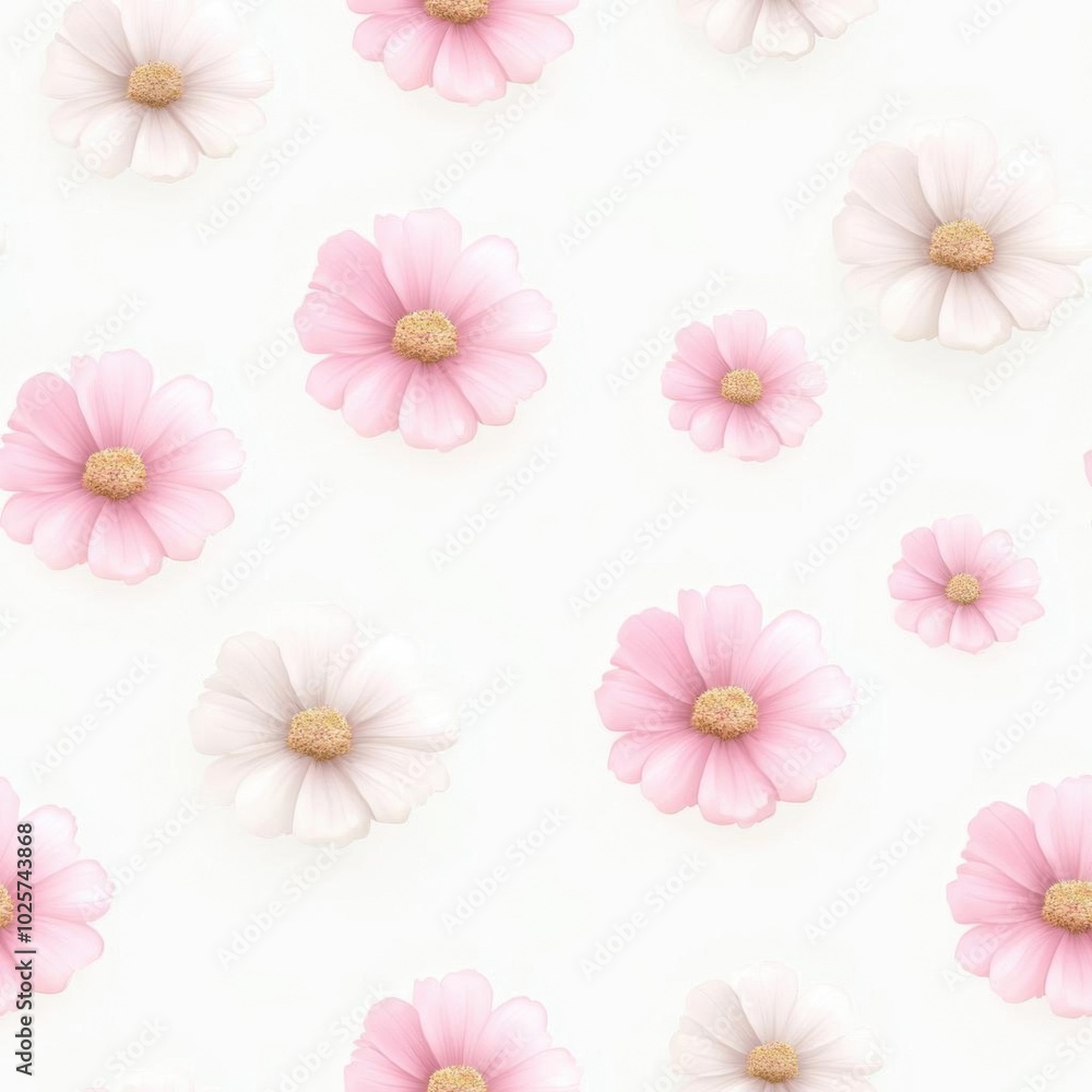 A delicate pattern of pink flowers on a soft white background, perfect for springtime designs and floral-themed projects. A delicate pattern of pink flowers on a soft white background, perfect for springtime designs and floral-themed projects.