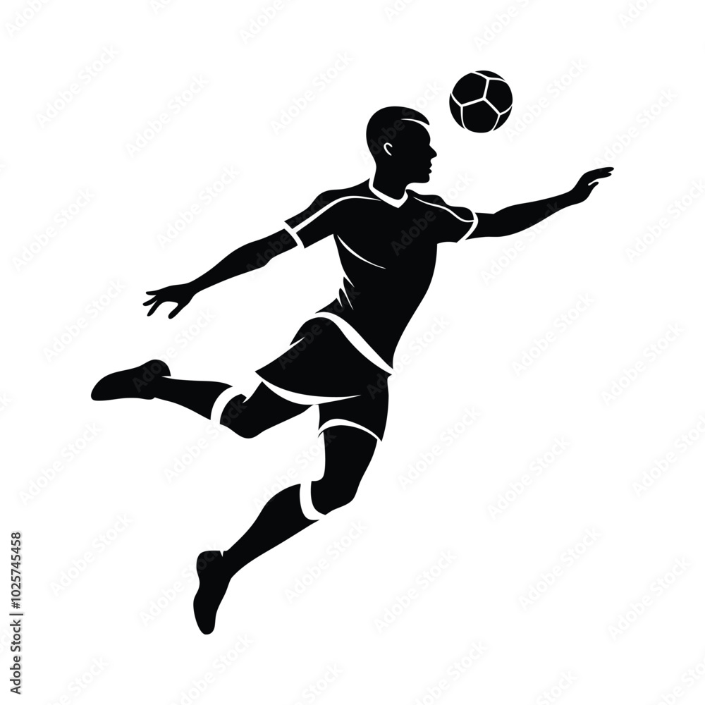 Soccer Player Silhouette Going for a Header – Bold and Dynamic Athletic Pose Soccer Player Silhouette Going for a Header – Bold and Dynamic Athletic Pose