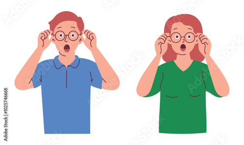 Shock and Excited People, Woman and Man Feels Shock with Wide Eyes and Open Mouth